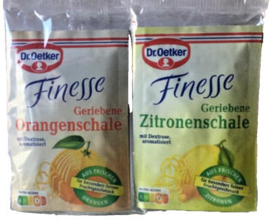 Dr.Oetker Finesse Zitronen- & Orangenschale ~ 6 x 6 g Beutel ~ für Kuchen, Kekse  