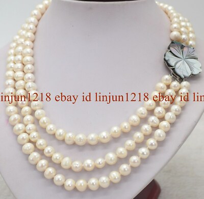 正規品【HYERES LOR】Noailles White Pearl Necklace (8mm) 20