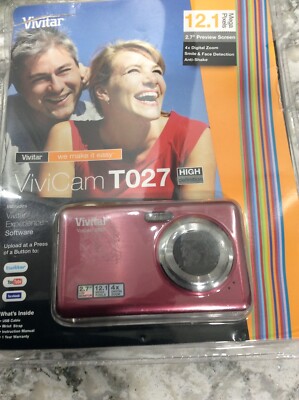 Vivitar Vivicam T027 12.1 Megapixel 4X Digital Zoom Camera Raspberry Red