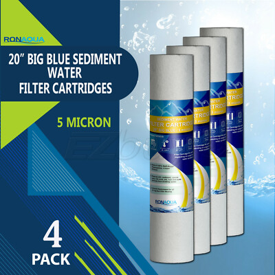 4.5'' x 20'' Big Blue Sediment Water Filters (5 Micron) 4 Whole House Cardridges
