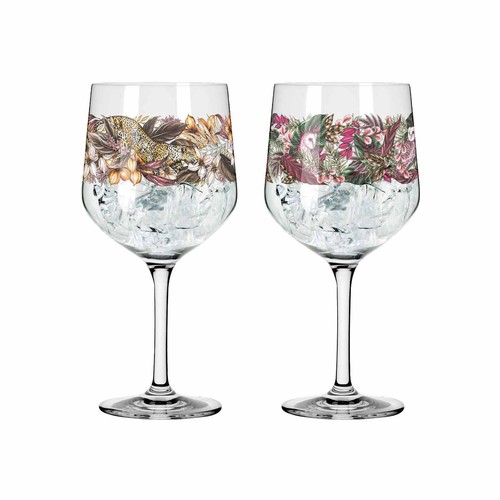 Set 2 bicchieri gin fauna ombra Ritzenhoff gufo leopardo vetro cristallo - Foto 2 di 7