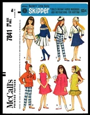 7841 McCall's SKIPPER Fashion Doll Fabric Sewing & Knitting Pattern Barbies Sis 