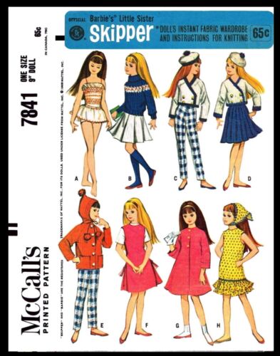 7841 McCall's SKIPPER Fashion Doll Fabric Sewing & Knitting Pattern Barbies Sis  - Picture 1 of 2