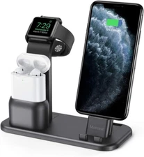 Charging Station,3 in 1 Aluminum Charging Dock, Mercase (Space Grey+ USB Cable)