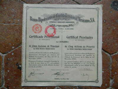 Aktie Obligation Banco Hypotecario de Credito Territorial MEXICANO 1933