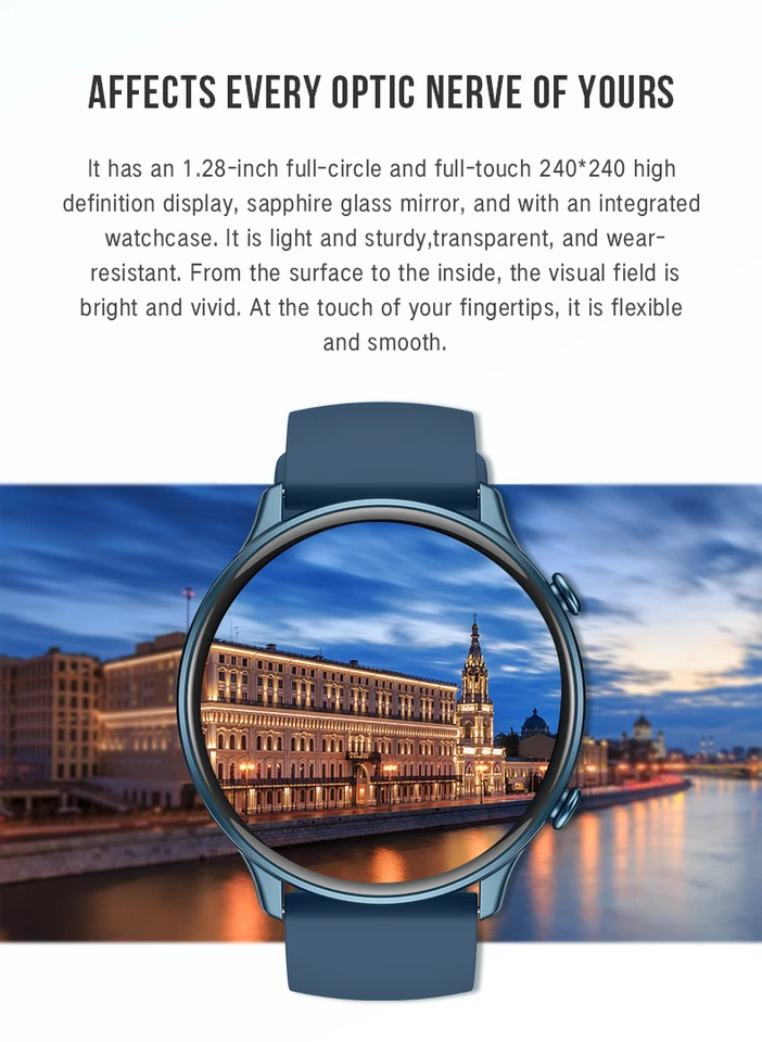 2022 New Advanced Unisex Smart Watch Full Touch Screen Sports Fitness Heart Rate - Image 3 of 4