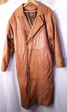 Coat Vintage Midway 1980's Brown Leather Long Trench Coat Women's  Sz Small Rare