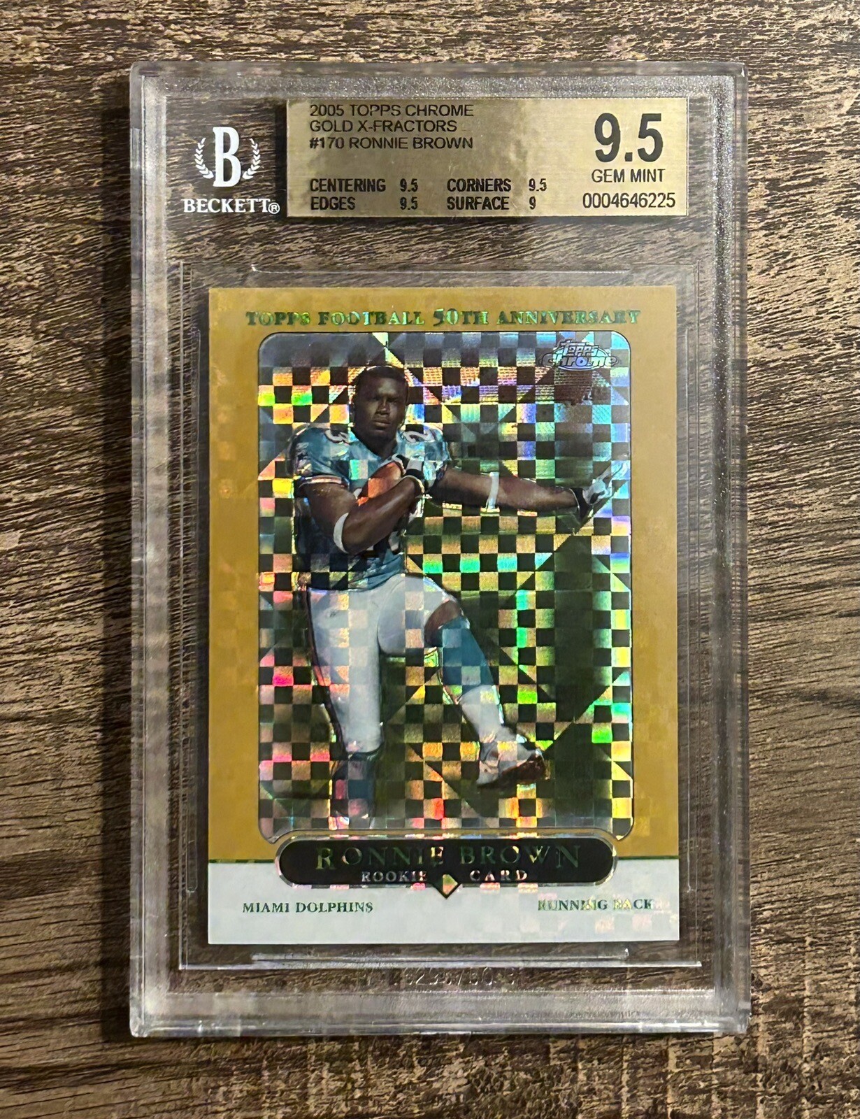2005 Topps Chrome Gold X-Fractor Refractor /399 Ronnie Brown RC #170 BGS 9.5