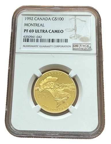 Canada 1992 Gold 1/4 oz 100 Dollars $100 NGC PF69UC Montreal