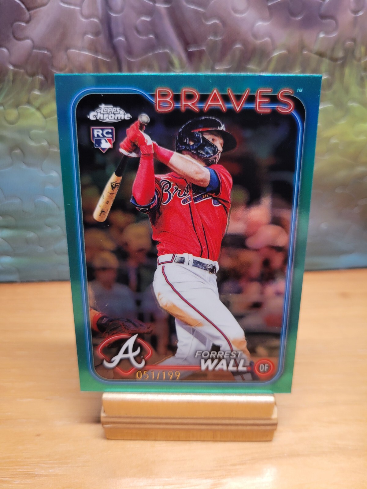 2024 Topps Chrome #176 Forrest Wall Rookie Aqua Lava Refractor /199 Braves RC