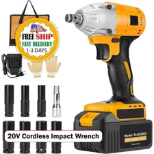 20V Pistola Llave De Impacto Inalámbrica 1/2 Pulgada Para Cambiar Llantas Carro