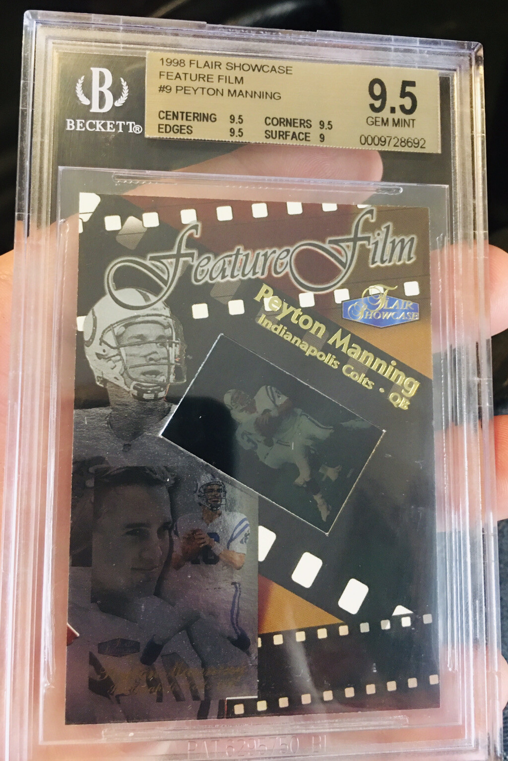 1998 Flair Feature Film Peyton Manning BGS 9.5 Rookie Card Pop 1/1 RARE!!