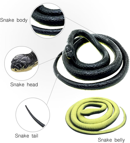 Brandon-Super Realistic Rubber Black Snake 52 Inch Long Scare Toy - Picture 2 of 12