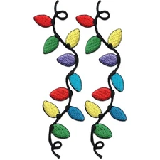 Christmas Lights Patches (2-Pack) Christmas Embroidered Iron On Patch Applique