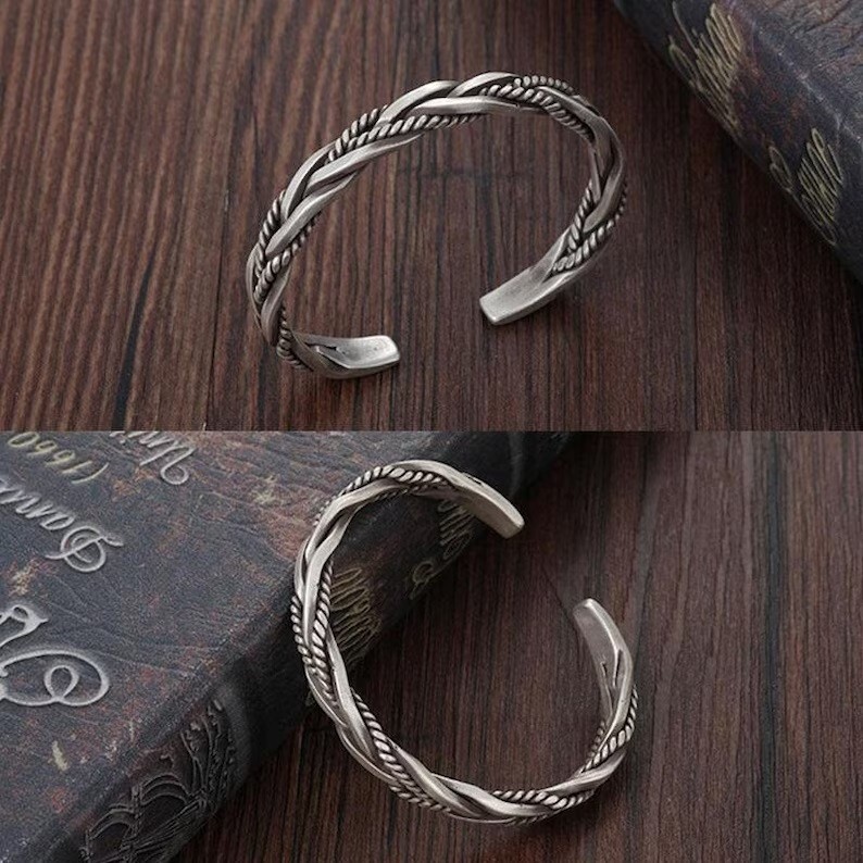 アクセサリー Vintage Silver Twist Bar Bangle 925 Vintage Silver Twist Bar Bangle 925 Modern Twisted Silver