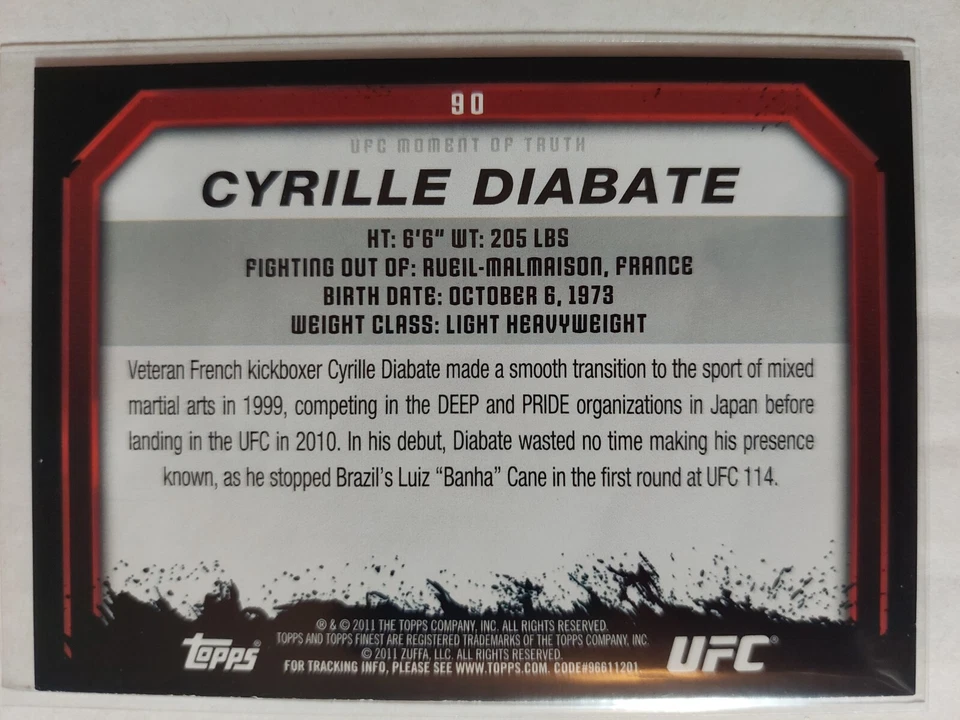 Cyrille Diabate #90 2011 Topps UFC Moment of Truth Gold Parallel - Image 2 of 2