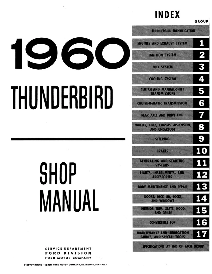 Ford Thunderbird 1960 manual de taller Foto 2 de 3