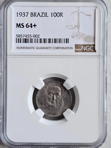 Brazil 100 Reis 1937 NGC MS 64+
