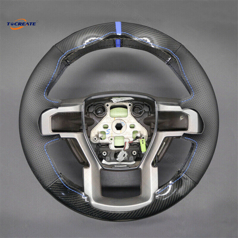 Real Leather Carbon Fiber Steering Wheel Cover for Ford F150 F250 F