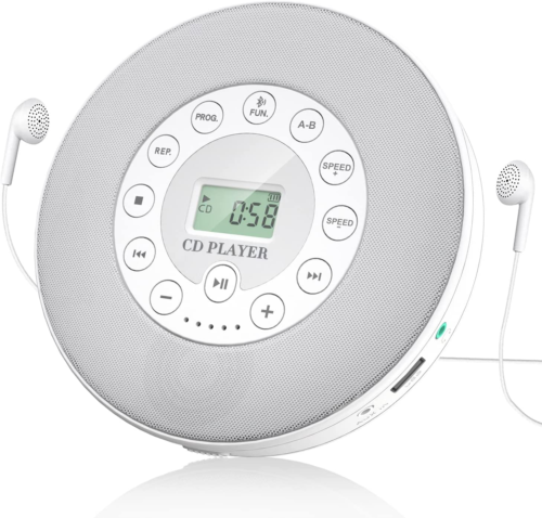 Rechargeable Portable Bluetooth CD Player, Compact Music CD Disc Player for Car/