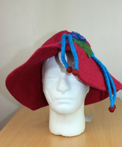 SOMBRERO DE FIELTRO HECHO A MANO FUNKY HIPPY BOHO FESTIVAL BOWLER ELEGANTE VESTIDO SOMBREROS GORRA FH1 - Imagen 14 de 15