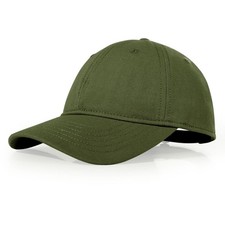 Kids Washed Low Profile Cotton Hat Adjustable Plain 8-15 Years, Army Green