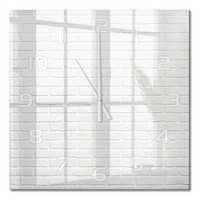 Stilvolle Design-Wanduhr Aus GehäRtetem Glas Backsteinwand WeißE Zeiger 60X60 Cm