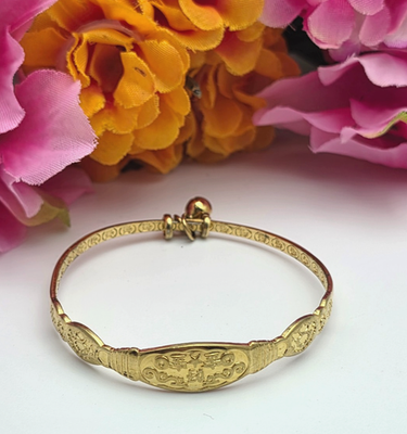 Xuping Gold Tone Expandable Bangle Bracelet Chinese Symbols 6.5