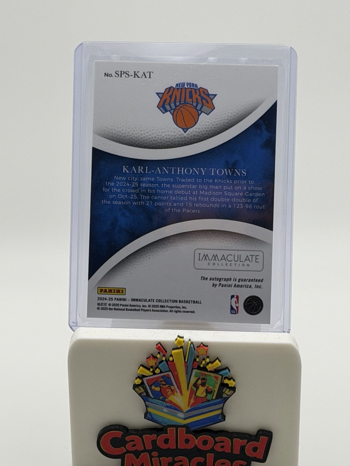 2024-25 Panini Immaculate Karl-Anthony Towns Auto 49/49 BOOKEND view 2