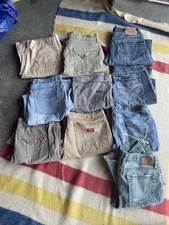Lot of 10 Pairs of Y2K Baggy Low Rise Jeans Sizes 30-38 Flare Flypaper Dickies