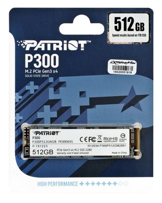 814914026526 SSD PATRIOT P300 M.2 PCI-EX4 NVME 512GB Patriot Memory