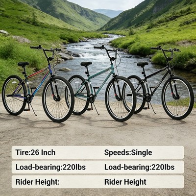 Single-Speed 26 Inch Freestyle Bike 2 Pegs Steel Frame Teens BMX Street Stunt
