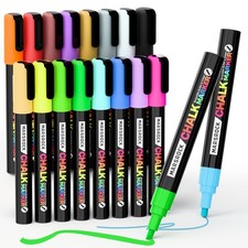 Liquid Chalk Markers,16 Vibrant Colors Chalk Pens, Reversible Tip, Wet Erase,...