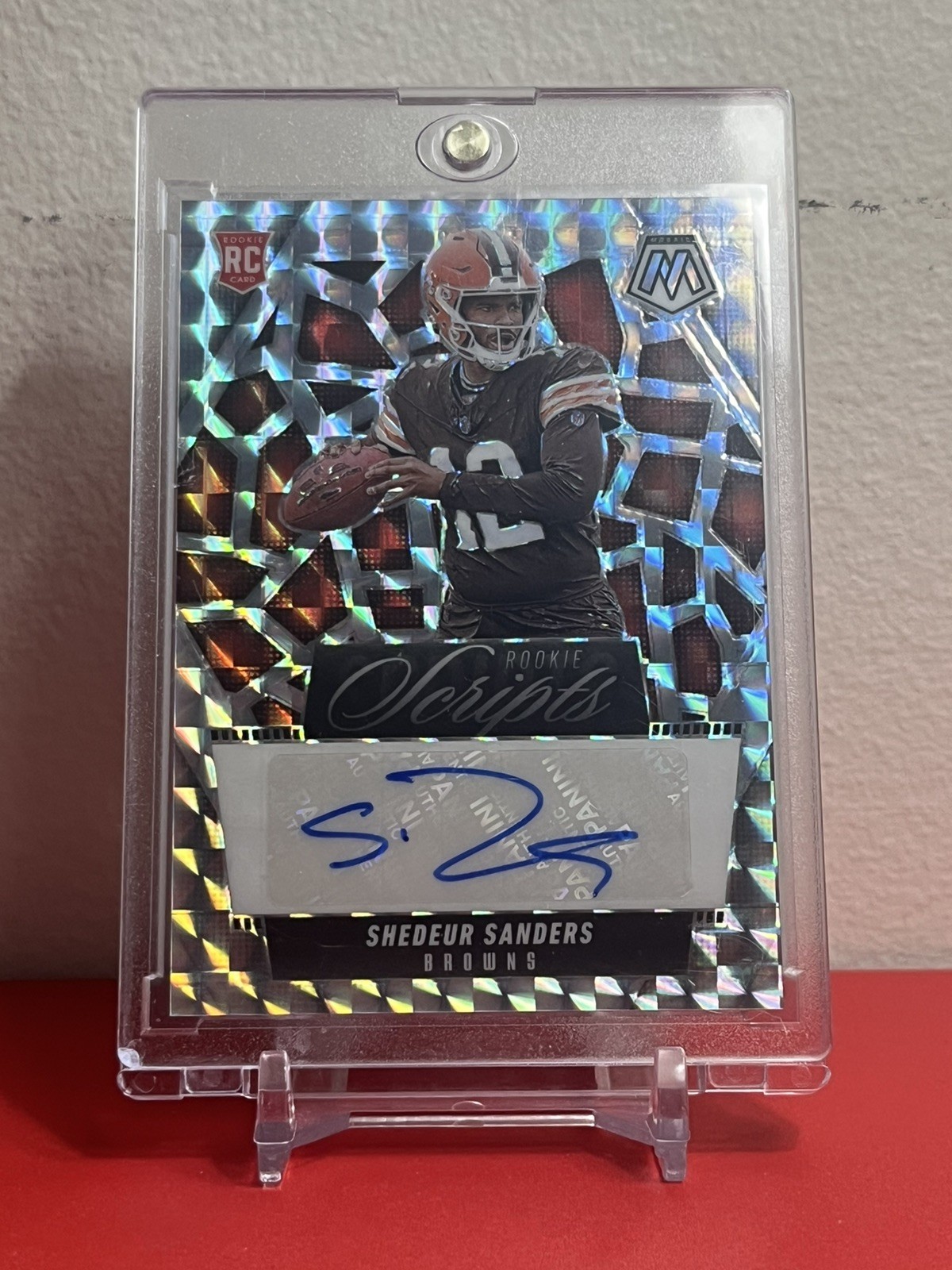 2025 Mosaic Rookie Scripts #RS-SSS Shedeur Sanders Silver Prizm Auto RC