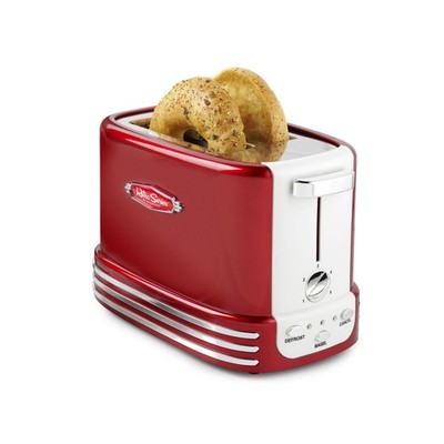Nostalgia Retro Toaster 2 Slice Vintage Oven for Bagels & Thick Bread, Red