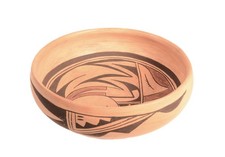 Hopi Pueblo Bowl Pottery By Polacca ca. 4/66   3.125" H x 8.625" D  Hand Coiled