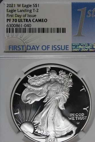 2021 W NGC PF70 ULTRA CAMEO LANDING T-2 AMERICAN SILVER EAGLE #B51993