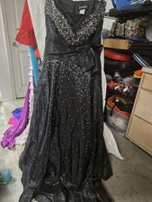 Jovani Black Sequin Bow Ballgown Prom Dress V-Neck Strapless Size 6