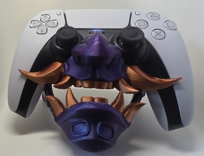 Oni Mask PS5 PlayStation 5 Controller Stand Purple and Bronze japanese anime