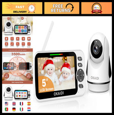 Video Baby Monitor with 5" Display, No WiFi, 30H Battery, 1000ft Range, Night Vi