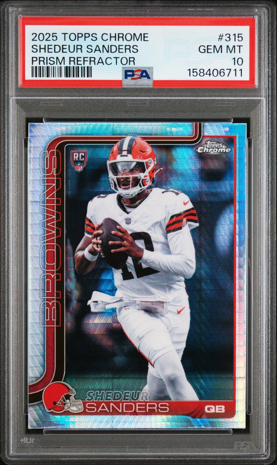 Shedeur Sanders Topps Chrome #315 Prism Refractor