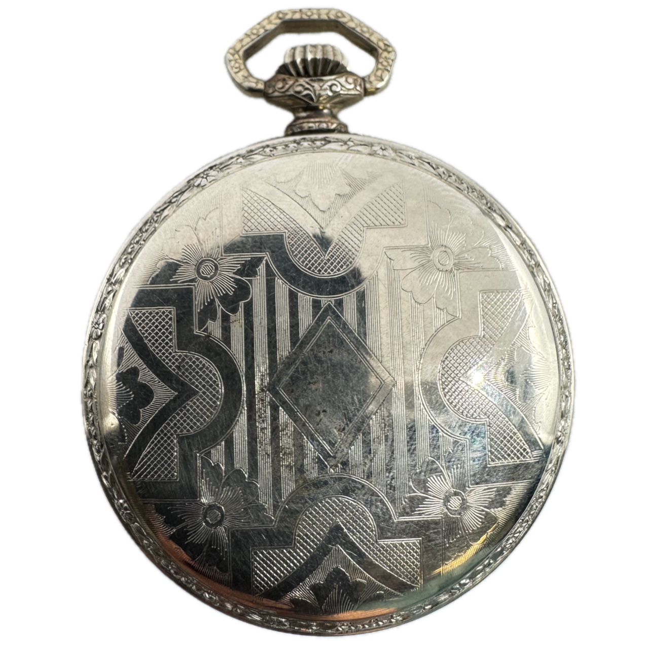 Antique 14k White Gold Filled 12 Size Scepter Open Face Pocket Watch Case USA