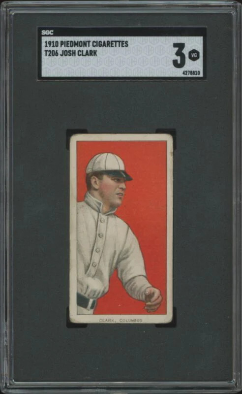 1909 T206 JOSH CLARK NNO VG PIEDMONT 350 SGC 3 BASEBALL COLUMBUS SENATORS