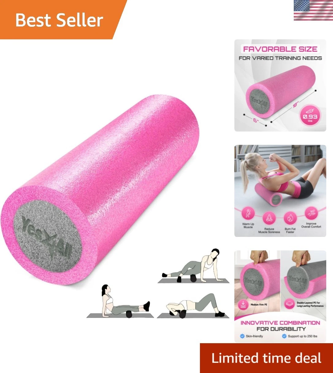 Lightweight & Chemical-Free Foam Rolling Tool - Ideal for Stretching & Mobility