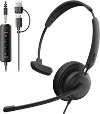 Usb Headset With Microphone, Wired Computer Headset For Pc Laptop