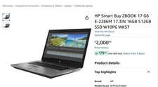 HP ZBook 17 Core i9 128GB RAM  6TB SSD 6GB RT...