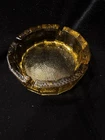 Vintage MCM 60s 70s Paneled Amber Blenko Pebbled Art Glass Ashtray