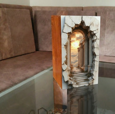 Wooden Cremation Urn Box with 3D Archway Design – Classical Columns Memorial Urn