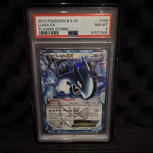 2013 POKEMON BLACK & WHITE PLASMA STORM #108 LUGIA EX PSA 8