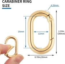 12Pack 1 Inch Small Carabiner Spring Hooks Metal Oval Clip for Purse Keychain Re